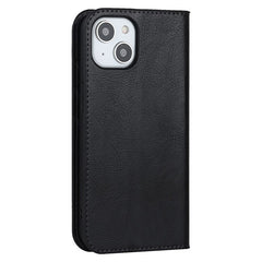 For iPhone 15 Crazy Horse Texture Stand Cover Genuine Cow Leather Wallet Protective Phone Case - TechGearPal