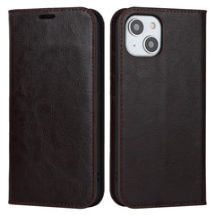 For iPhone 15 Crazy Horse Texture Stand Cover Genuine Cow Leather Wallet Protective Phone Case - TechGearPal