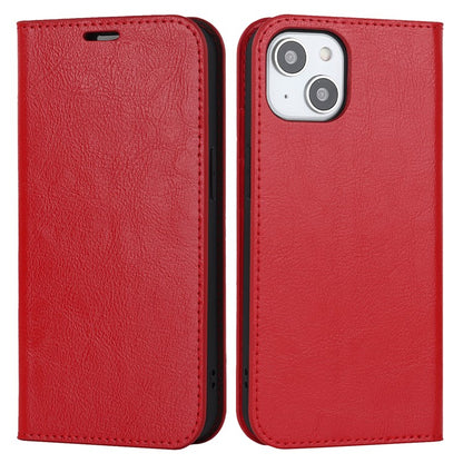 For iPhone 15 Crazy Horse Texture Stand Cover Genuine Cow Leather Wallet Protective Phone Case - TechGearPal