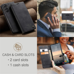 CASEME 013 Series For Samsung Galaxy S23 FE Case PU Leather Stand Folio Phone Cover