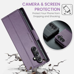 For Samsung Galaxy S23 FE Leather Case CASEME 023 RFID Blocking 3 Card Slot Mobile Cover
