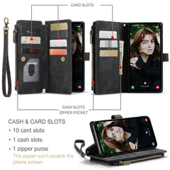 For Samsung Galaxy S23 FE Phone Cases with Strap CASEME C30 Zipper Multiple Card Holder PU Leather Cover