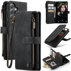For Samsung Galaxy S23 FE Phone Cases with Strap CASEME C30 Zipper Multiple Card Holder PU Leather Cover