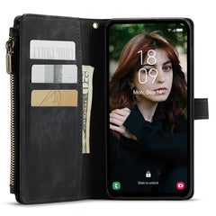For Samsung Galaxy S23 FE Phone Cases with Strap CASEME C30 Zipper Multiple Card Holder PU Leather Cover