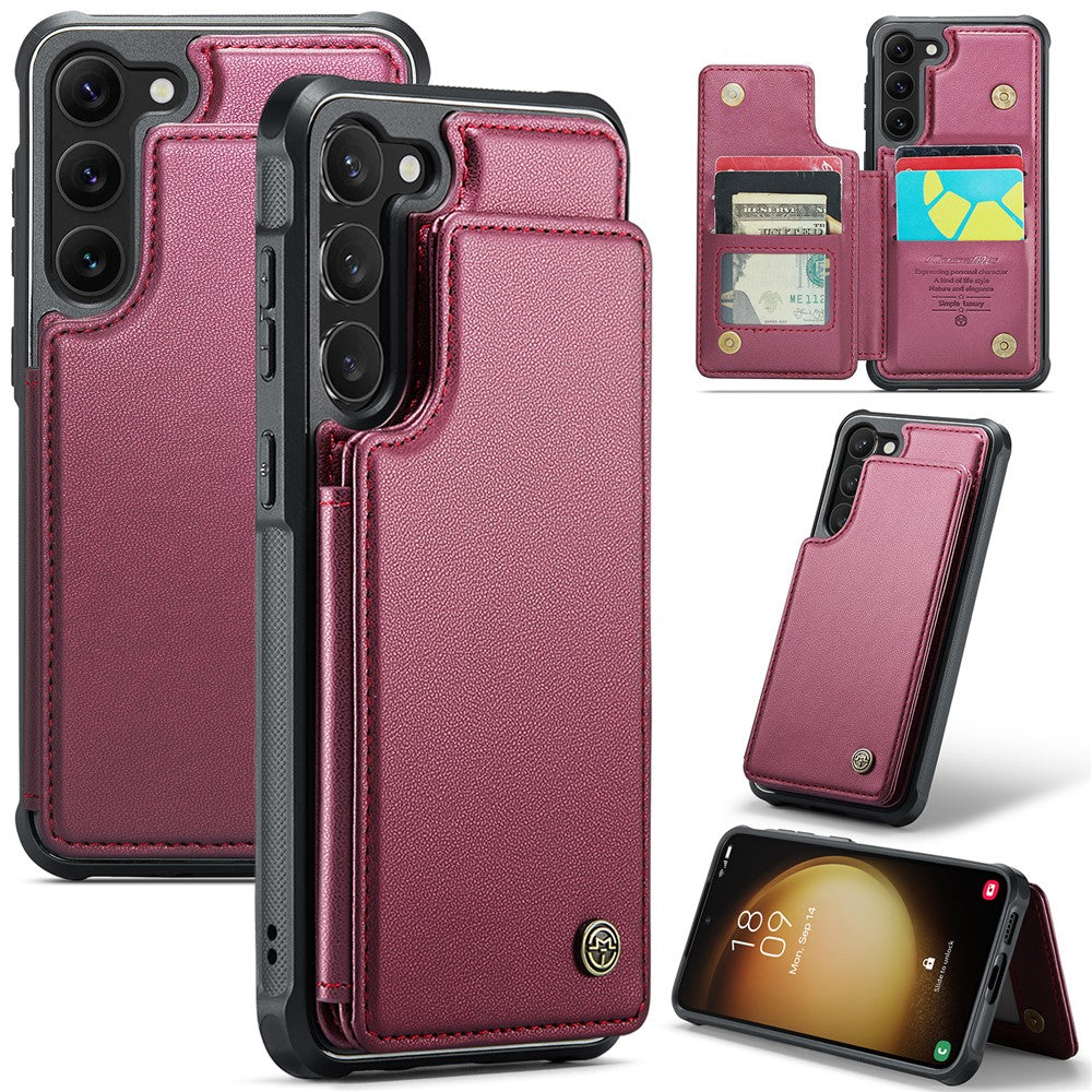 For Samsung Galaxy S23+ Phone Case CASEME C22 Leather Back Cover with RFID Blocking Card Slots - TechGearPal