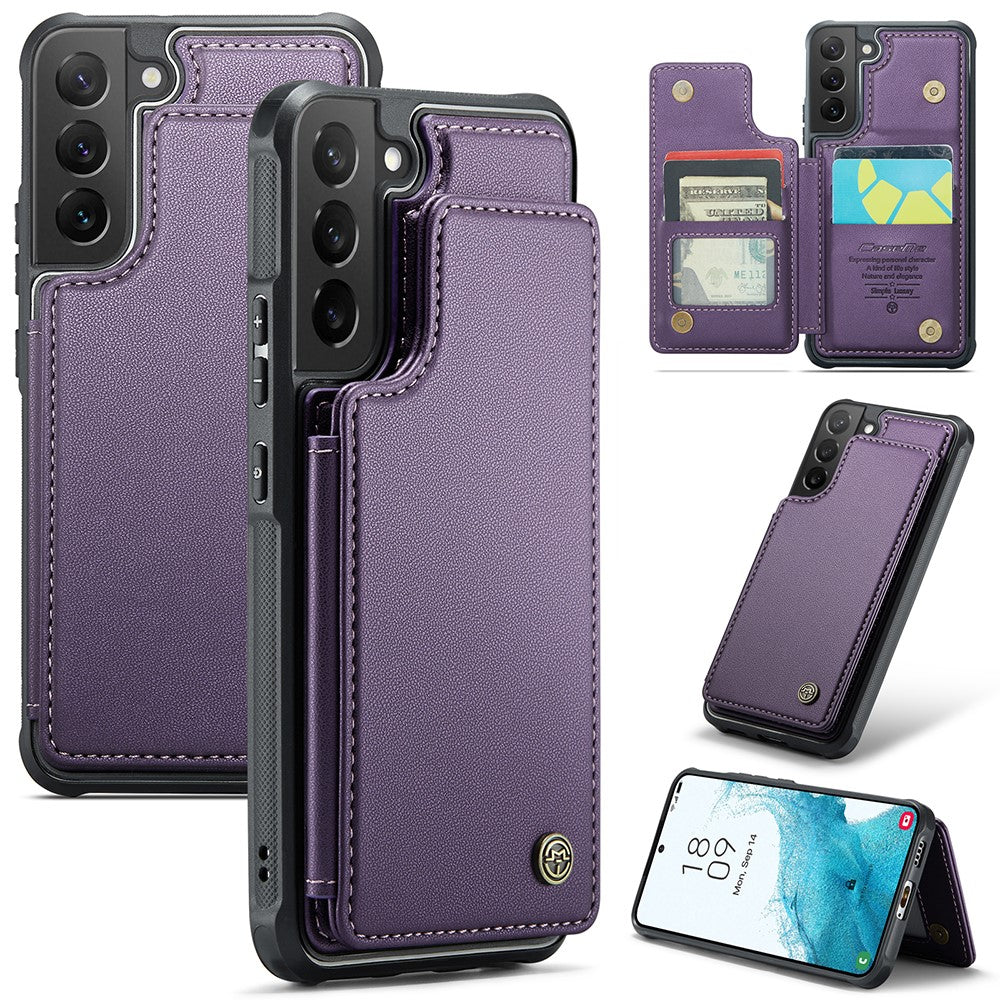 For Samsung Galaxy S22 5G Phone Case CASEME C22 Leather Back Cover with RFID Blocking Card Slots - TechGearPal