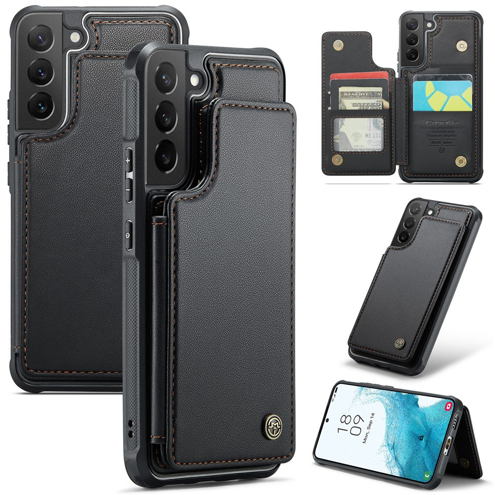 Für Samsung Galaxy S22 5G Handyhülle CASEME C22 Lederrückseite mit RFID-blockierenden Kartenfächern 