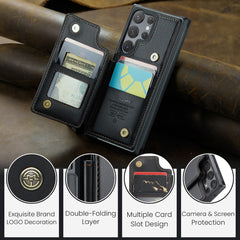 For Samsung Galaxy S22 Ultra 5G Phone Case CASEME C22 Leather Back Cover with RFID Blocking Card Slots