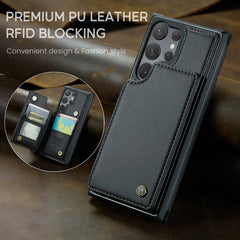 For Samsung Galaxy S22 Ultra 5G Phone Case CASEME C22 Leather Back Cover with RFID Blocking Card Slots