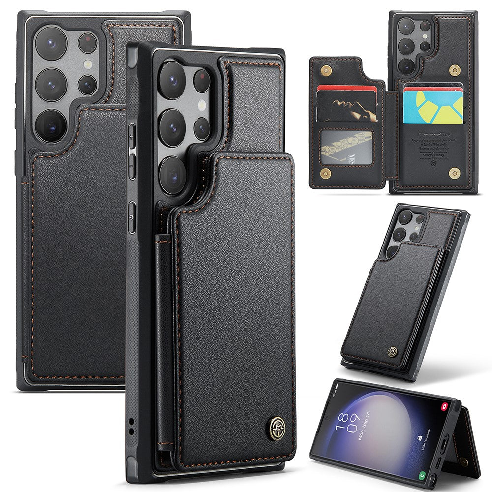 For Samsung Galaxy S22 Ultra 5G Phone Case CASEME C22 Leather Back Cover with RFID Blocking Card Slots - TechGearPal