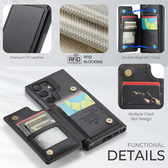 For Samsung Galaxy S22 Ultra 5G Phone Case CASEME C22 Leather Back Cover with RFID Blocking Card Slots