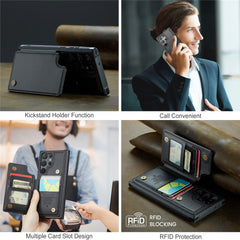 For Samsung Galaxy S22 Ultra 5G Phone Case CASEME C22 Leather Back Cover with RFID Blocking Card Slots