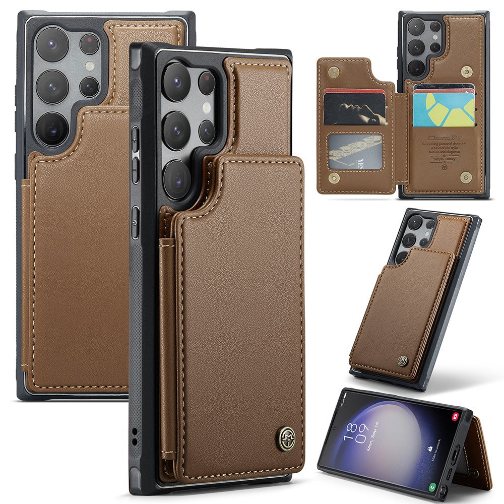 For Samsung Galaxy S22 Ultra 5G Phone Case CASEME C22 Leather Back Cover with RFID Blocking Card Slots