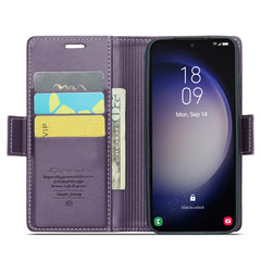 For Samsung Galaxy S24 Leather Case CASEME 023 RFID Blocking 3 Card Slot Mobile Cover
