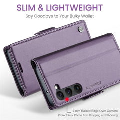 For Samsung Galaxy S24 Leather Case CASEME 023 RFID Blocking 3 Card Slot Mobile Cover