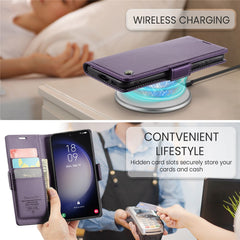 For Samsung Galaxy S24 Leather Case CASEME 023 RFID Blocking 3 Card Slot Mobile Cover