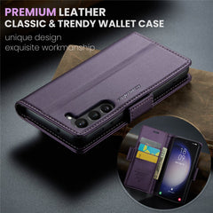 For Samsung Galaxy S24 Leather Case CASEME 023 RFID Blocking 3 Card Slot Mobile Cover