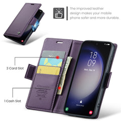 For Samsung Galaxy S24 Leather Case CASEME 023 RFID Blocking 3 Card Slot Mobile Cover