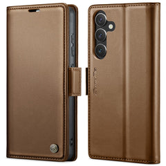 For Samsung Galaxy S24 Leather Case CASEME 023 RFID Blocking 3 Card Slot Mobile Cover