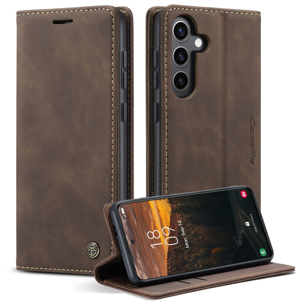 CASEME 013 Series For Samsung Galaxy S24 Case Anti-drop PU Leather Stand Cellphone Protector