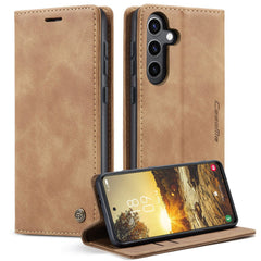 CASEME 013 Series For Samsung Galaxy S24 Case Anti-drop PU Leather Stand Cellphone Protector