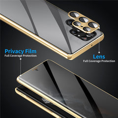 For Samsung Galaxy S24 Ultra Case Anti-Spy Double-Sided Tempered Glass Magnetic Phone Cover