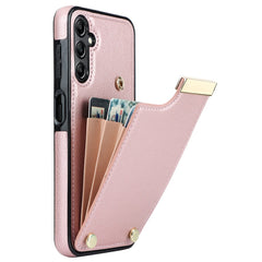 For Samsung Galaxy S24 Case TPU+PU Leather+Metal Hardware Phone Cover with Card Holder