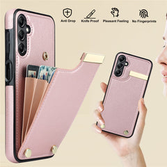 For Samsung Galaxy S24 Case TPU+PU Leather+Metal Hardware Phone Cover with Card Holder