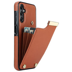 For Samsung Galaxy S24 Case TPU+PU Leather+Metal Hardware Phone Cover with Card Holder