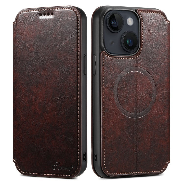 SUTENI J05 For iPhone 15 Plus Case Stand Wallet Leather Dustproof Phone Cover Compatible with MagSaf - TechGearPal