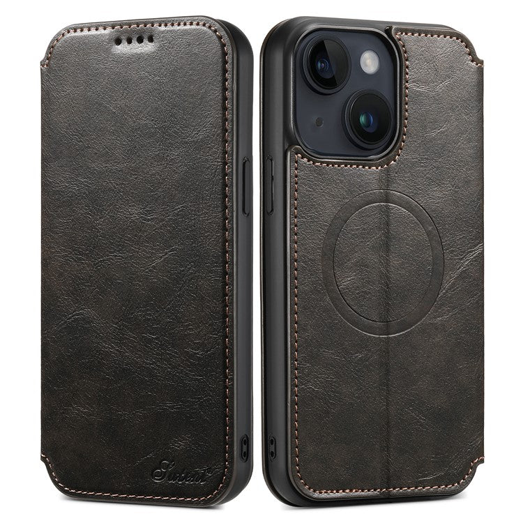 SUTENI J05 For iPhone 15 Plus Case Stand Wallet Leather Dustproof Phone Cover Compatible with MagSaf - TechGearPal