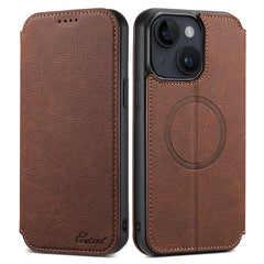 SUTENI J06 For iPhone 15 Plus Case Litchi Texture PU Leather+TPU Cover Compatible with MagSaf - TechGearPal