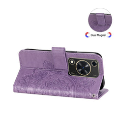 Coque portefeuille en cuir PU à motif floral pour Huawei Enjoy 70 4G / Nova Y72 4G 