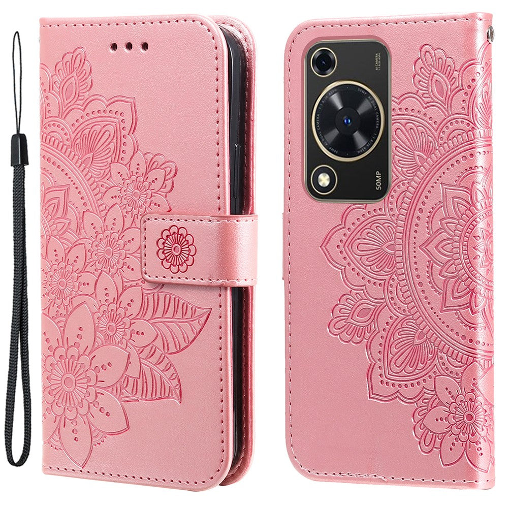 Coque portefeuille en cuir PU à motif floral pour Huawei Enjoy 70 4G / Nova Y72 4G 