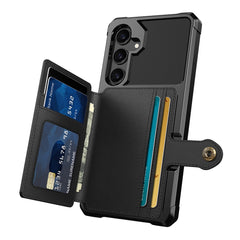 Für Samsung Galaxy S24 Handyhüllen mit Kartenhalter Stoßfeste PU-Leder-Rückseite 