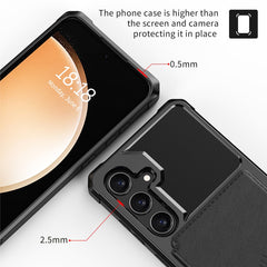 Für Samsung Galaxy S24 Handyhüllen mit Kartenhalter Stoßfeste PU-Leder-Rückseite 