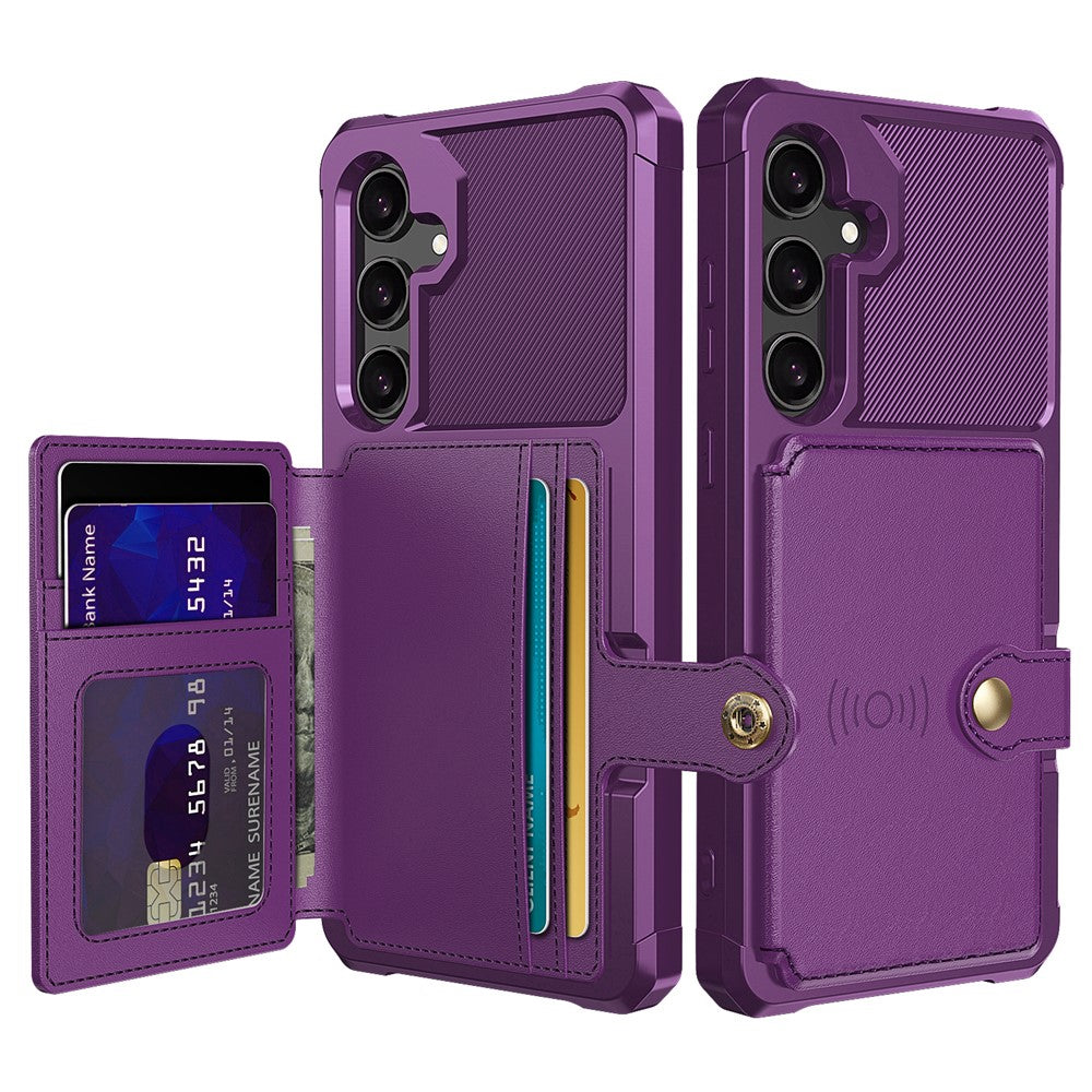 Für Samsung Galaxy S24 Handyhüllen mit Kartenhalter Stoßfeste PU-Leder-Rückseite 