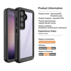 Coque étanche REDPEPPER série FS IP68 pour Samsung Galaxy S24, coque arrière transparente 