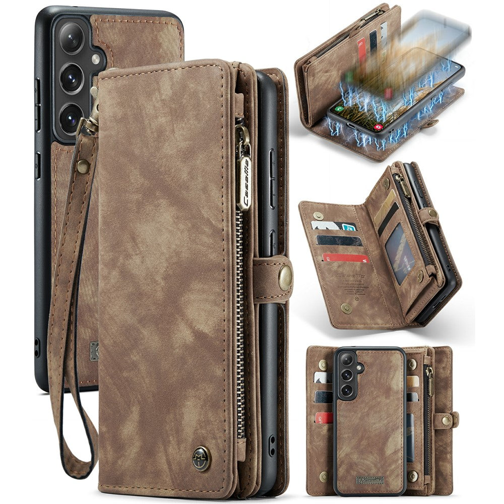 For Samsung Galaxy S24 Phone Cases CASEME 008 Leather Cover with Detachable Wallet and Strap - TechGearPal