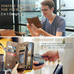 For Samsung Galaxy S24 Phone Cases CASEME Leather Cover with Detachable Wallet and Strap