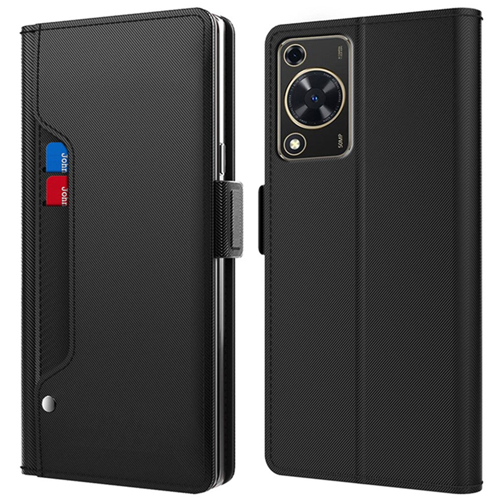 Housse de protection en cuir pour Huawei Nova Y72 4G / Enjoy 70, avec miroir et porte-cartes, support en PU et TPU 