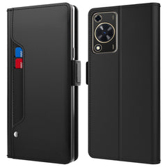 For Huawei nova Y72 4G / Enjoy 70 Leather Phone Cover Mirror Design Card Holder PU+TPU Phone Stand