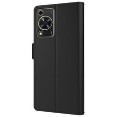 For Huawei nova Y72 4G / Enjoy 70 Leather Phone Cover Mirror Design Card Holder PU+TPU Phone Stand