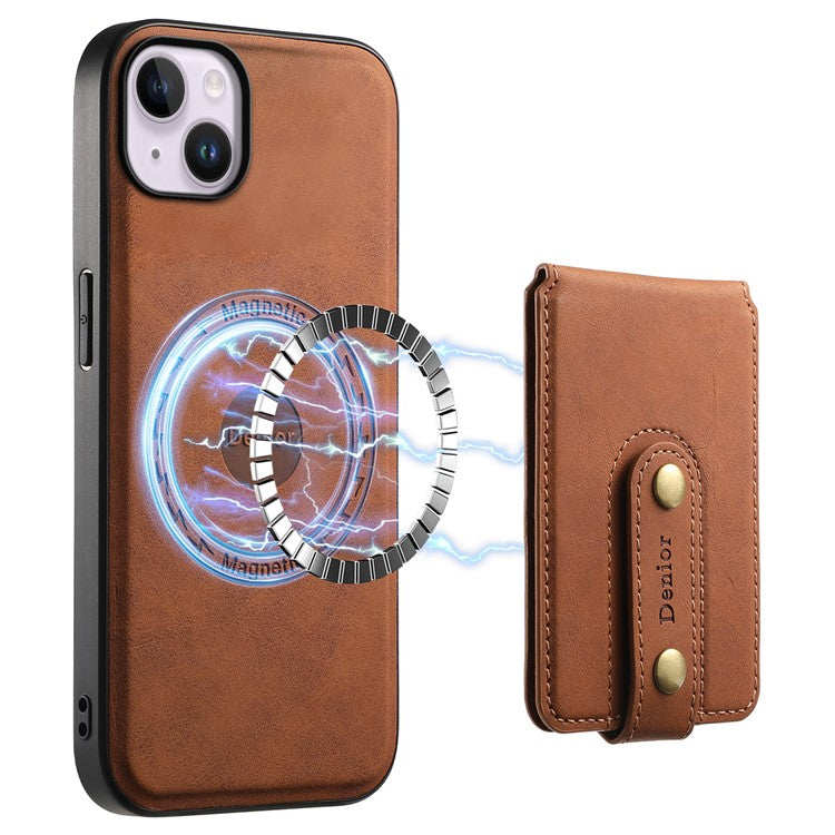 DENIOR D14 For iPhone 14 Plus Case Compatible with MagSafe Leather+TPU+PC Card Bag Phone Cove - TechGearPal