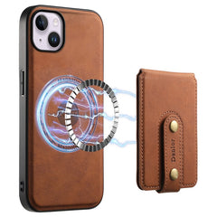 DENIOR D14 For iPhone 14 Plus Case Compatible with MagSafe Leather+TPU+PC Card Bag Phone Cove - TechGearPal