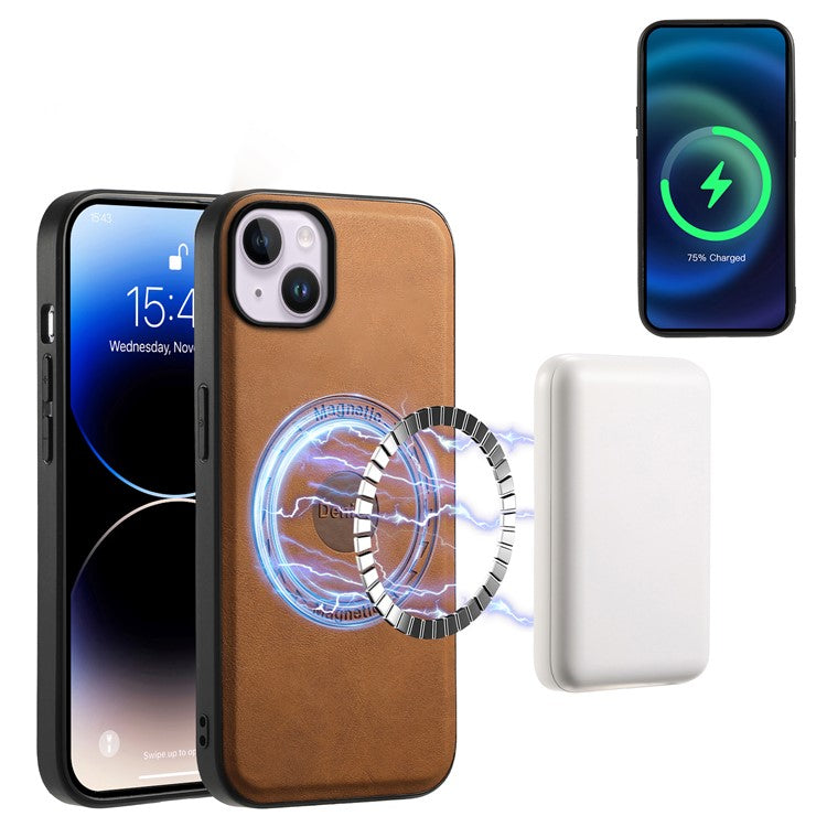 DENIOR D14 For iPhone 14 Plus Case Compatible with MagSafe Leather+TPU+PC Card Bag Phone Cove - TechGearPal
