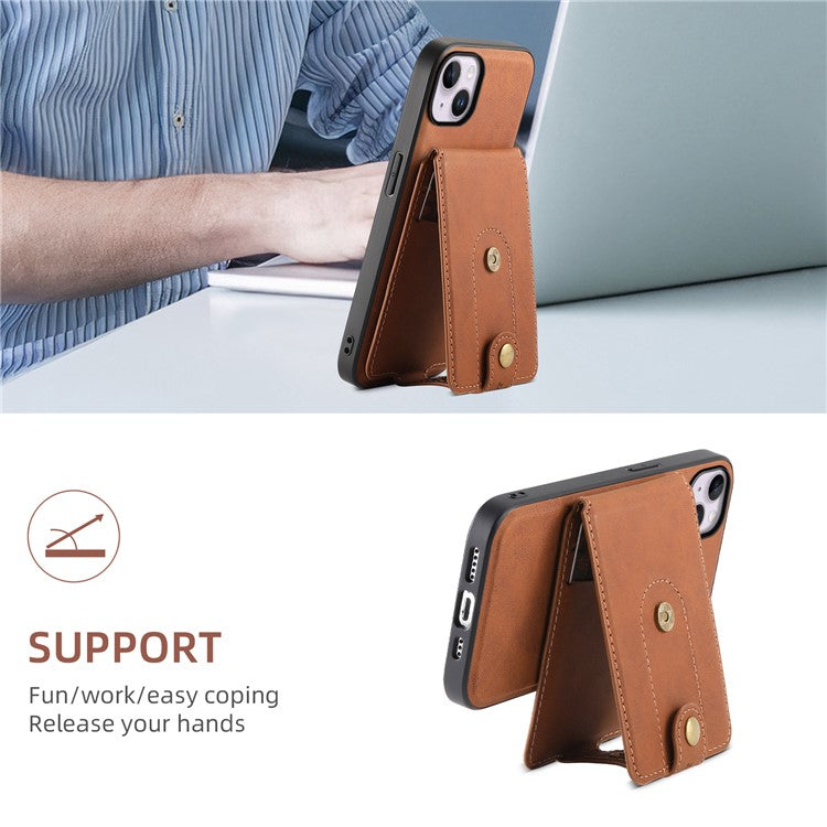 DENIOR D14 For iPhone 14 Plus Case Compatible with MagSafe Leather+TPU+PC Card Bag Phone Cove - TechGearPal