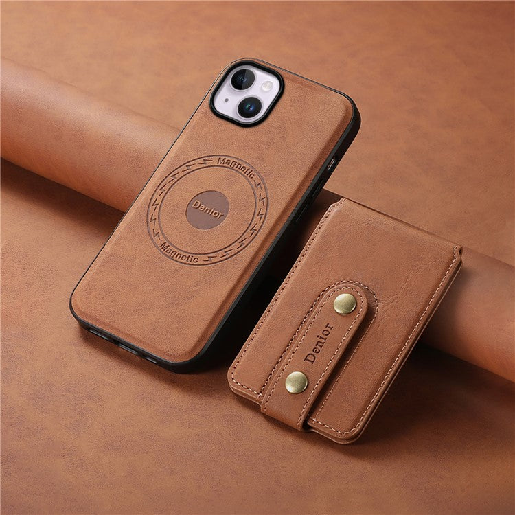 DENIOR D14 For iPhone 14 Plus Case Compatible with MagSafe Leather+TPU+PC Card Bag Phone Cove - TechGearPal