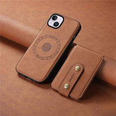 DENIOR D14 For iPhone 14 Plus Case Compatible with MagSafe Leather+TPU+PC Card Bag Phone Cove - TechGearPal