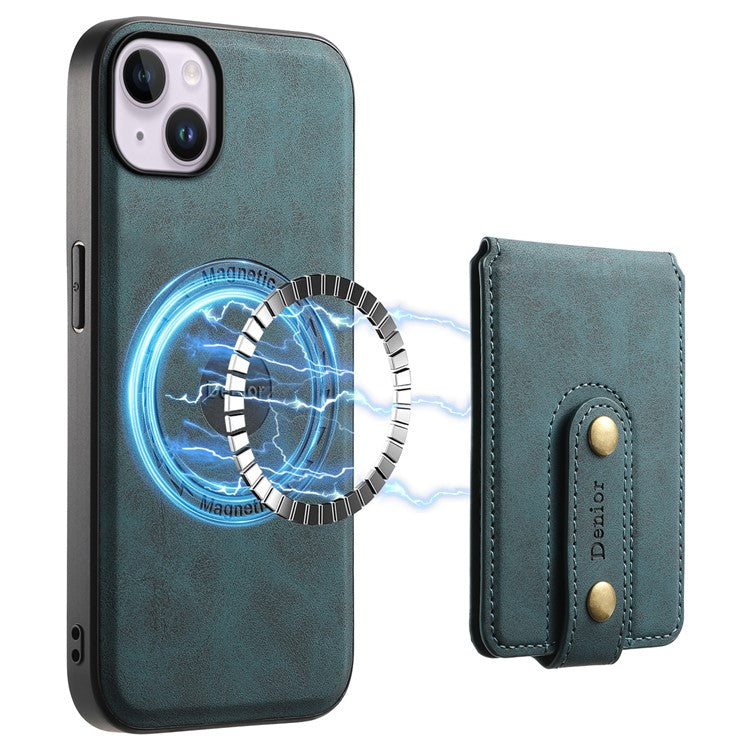 DENIOR D14 For iPhone 14 Plus Case Compatible with MagSafe Leather+TPU+PC Card Bag Phone Cove - TechGearPal